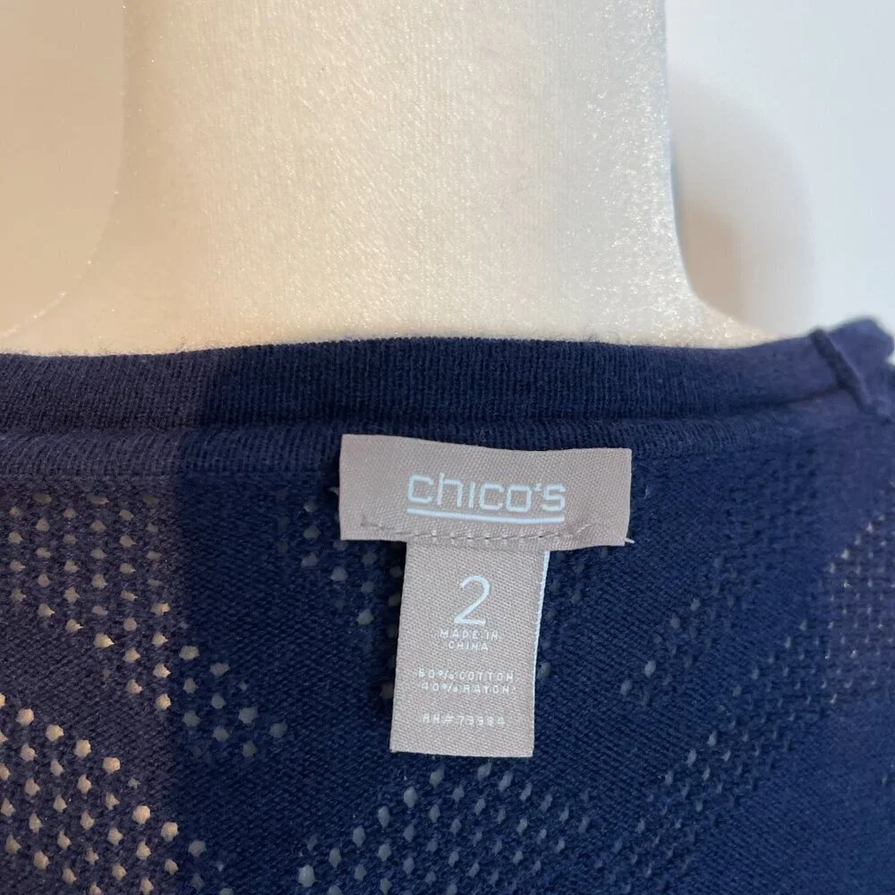 Chico's Navy Tunic Cardigan Sweater size Large (Chico's 2) - Picture 3 of 4